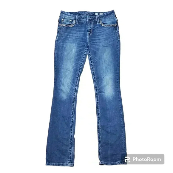 MissMe Mid Rise Slim Boot Jeans 29 - Picture 1 of 7